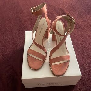 Ankle strap suede high heeled sandals